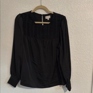 Wonderly Black Smocked Bib Collar Blouse